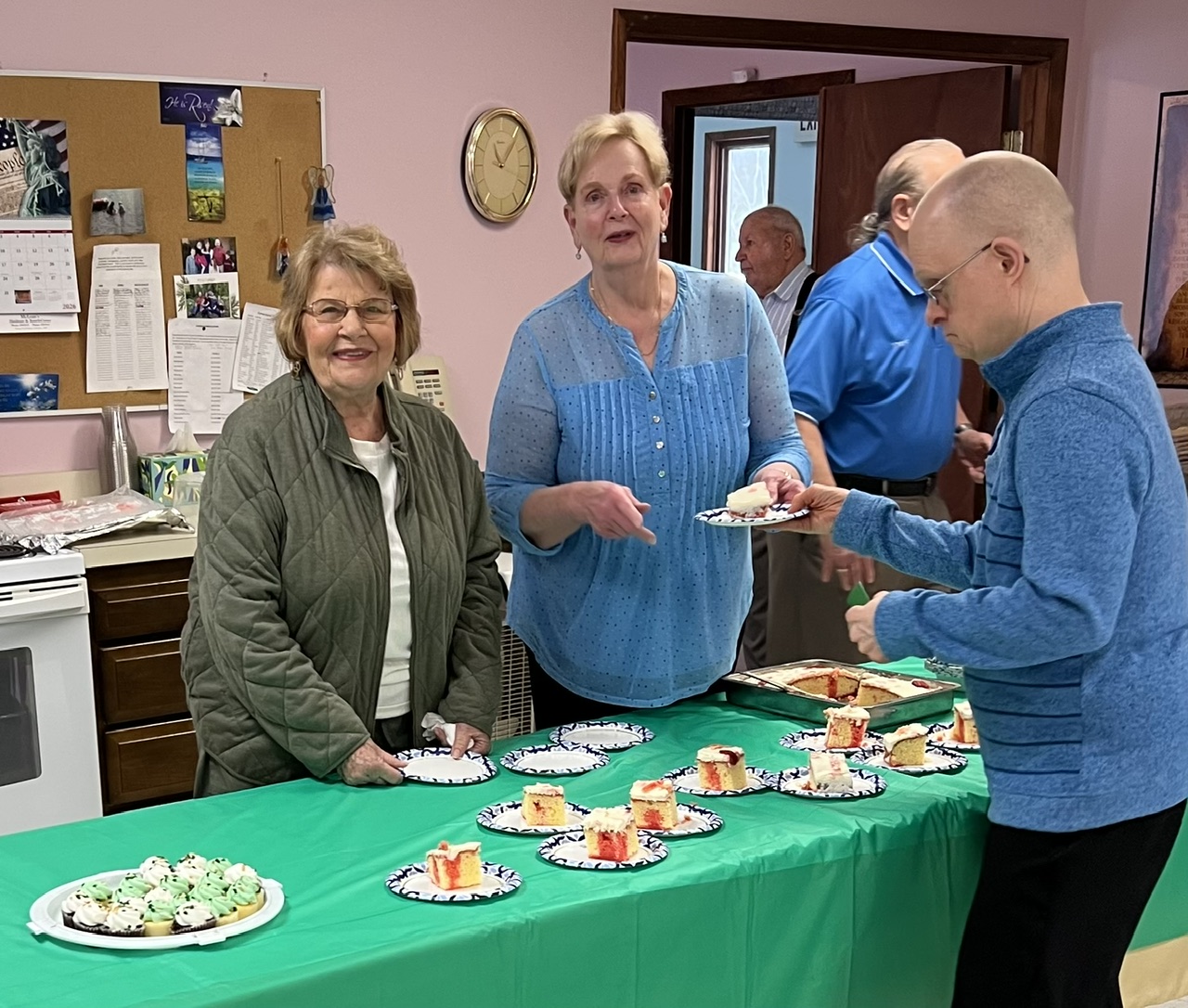 Marlene, Judi, and Chris at a church fellowship event.